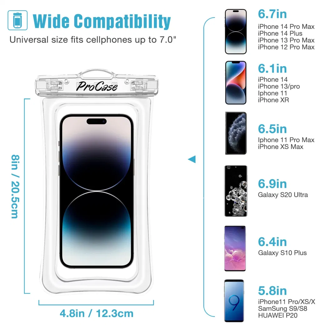 Floating Waterproof Phone Pouch Case, Underwater Dry Bag Cell for iPhone 14 13 12 11 PRO Max Xs Xr X, Galaxy S23 S22 S21 Ultra Pixel up to 7.0"