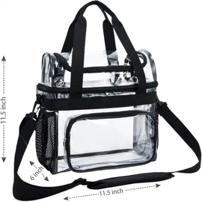 Прозрачная сумка для обеда из ПВХ с регулируемым плечевым ремнем, пластиковая водонепроницаемая сумка-тоут, прозрачная сумка-холодильник для пикника