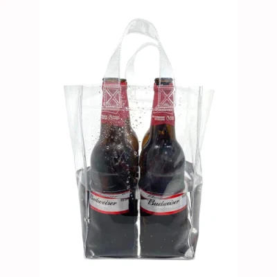Прозрачная сумка-холодильник для вина из ПВХ с ручкой для пива, бутылки шампанского, подарочные пакеты со льдом