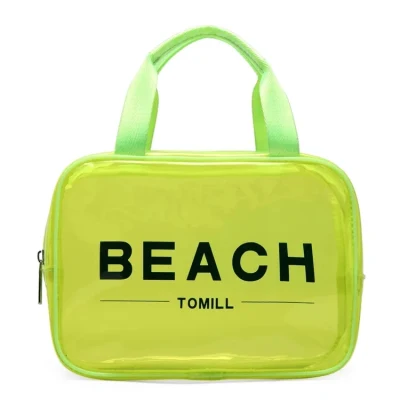 Прямоугольная пластиковая прозрачная сумка из ПВХ с принтом, сумка для покупок для женщин, модная пляжная сумка-тоут из ПВХ