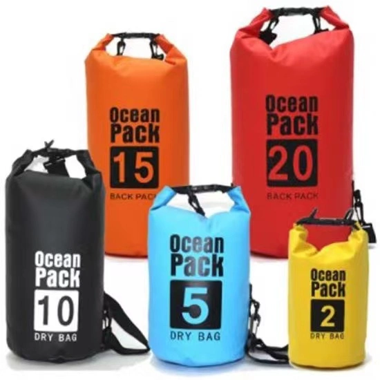 Оптовая торговля на открытом воздухе Ocean Pack 5L 10L 15L 20L Плавание 500d ПВХ Водонепроницаемый сухой мешок для путешествий и спорта